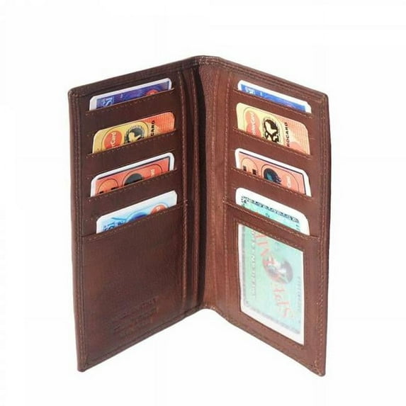 Italian Artisan Ivo GM Mens Handmade Vertical Wallet in Genuine Calfskin Leather, Dark Brown - Large