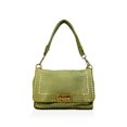 thumbnail image 1 of Italian Artisan WPF-VWB-S011-Green Womens Handcrafted Vintage Washed Leather Shoulder Handbag with Minimal Studded Flap & Buckle, Green - Small, 1 of 1