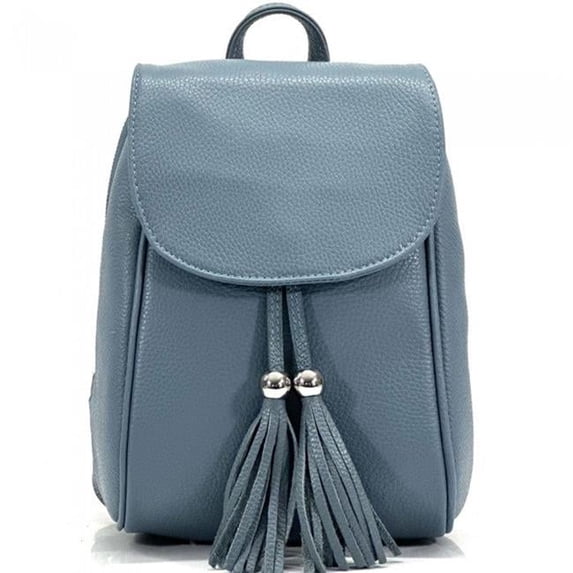 Italian Artisan Womens Handmade Soft Leather Backpack, Light Cyan - Small