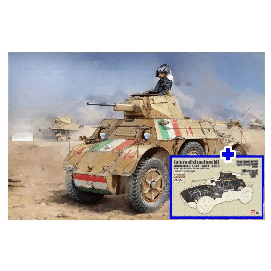 Italian Autobinda AB41 Armored Car + NM-3501 Internal Structure （Model Kit) Heavy Hobby & Lanmo 1/35 MM35005