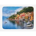 thumbnail image 1 of Italian Bath Mat, Summer Village by the Mediterranean Sea with Yacht Boats Idyllic Town Panorama, Non-Slip Plush Mat Bathroom Kitchen Laundry Room Decor, 29.5 X 17.5 Inches, Multicolor, Ambesonne, 1 of 2
