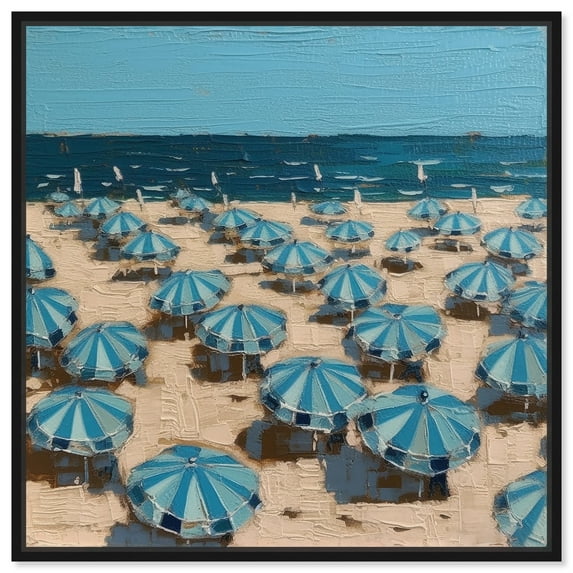 Italian Beach Colorful Coastal Canvas Wall Art by Art Remedy, Black Floater Frame, 24"x24"