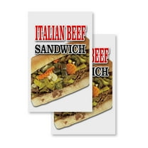 Italian Beef Sandwich (2-PACK) 24" x 36" Vinyl Decals | Sign Insert Peel & Stick Decals Stickers Window Signs