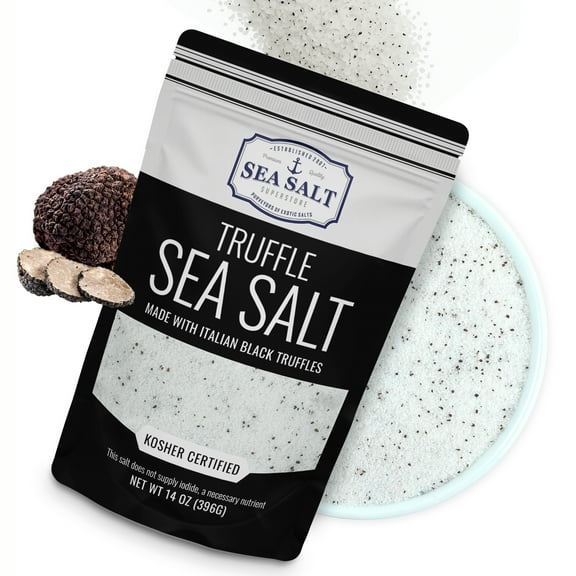 Sea Salt Superstore Italian Black Truffle Salt, 14 Ounce, Gluten-Free