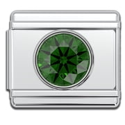 Italian Bracelet Birthstone Charms, 9mm Gold Stainless Steel Birth Stone Charm Link May   Emerald