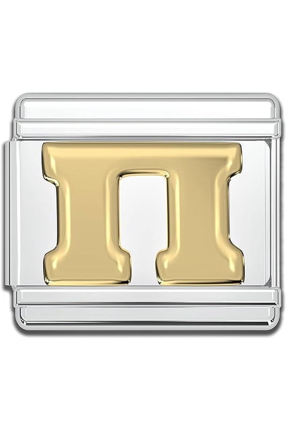 Italian Bracelet Greek Letter Charms, 9mm Gold Stainless Steel Letter Initial Charm Link - PI