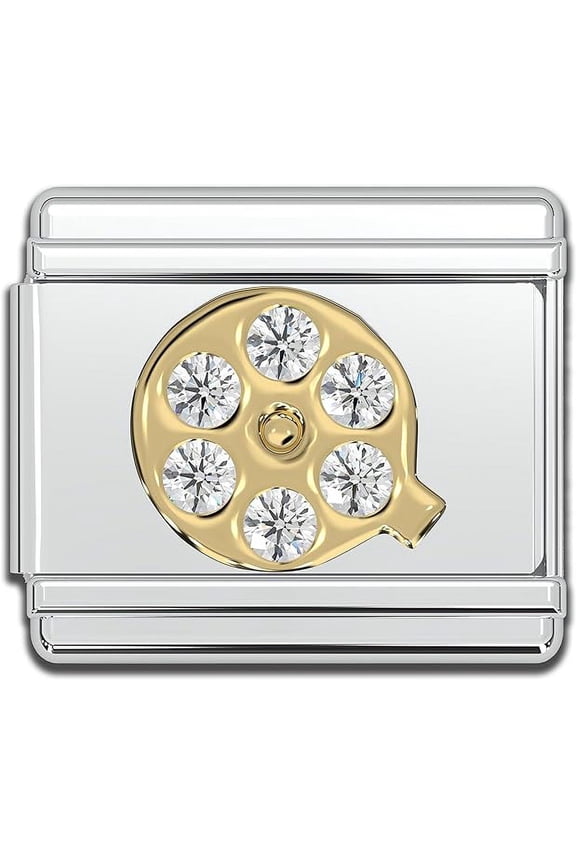 Italian Bracelet Letter Charms, 9mm Rhinestone Stainless Steel Gold Letter Initial Charm Link (Q)