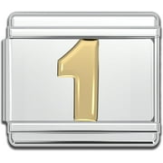 FABLINKS Italian Bracelet Number Charms, 9mm Gold Number Stainless Steel Charm Link (1)