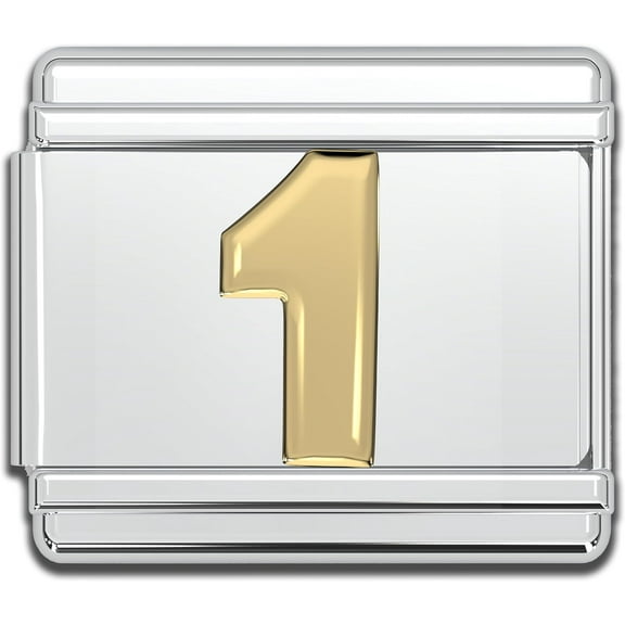 Italian Bracelet Number Charms, 9mm Gold Number Stainless Steel Charm Link (1)