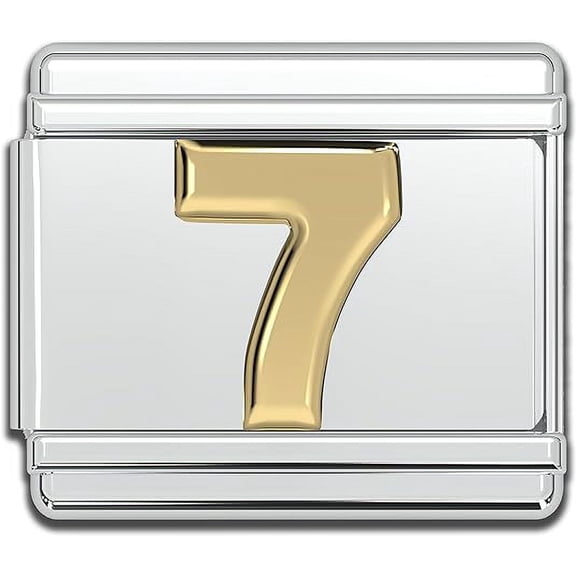 Italian Bracelet Number Charms, 9mm Gold Number Stainless Steel Charm Link (7)