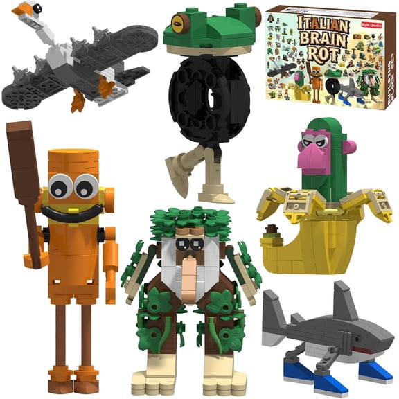 Italian Brain Rot Unique Cartoon Characters Building Blocks 6 in 1 Educational & Entertaining Gift Idea for Kids Teens & Adults