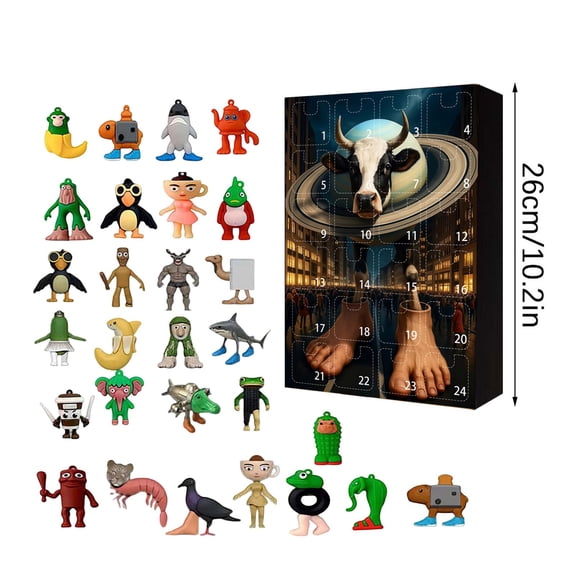 Italian Brainrot Advent Calendar 2025 for Kids & Adults - 24pcs Set Tung Tung Tung Sahur Brain Rot Figures for Boys, Tralalero Tralala-Inspired Christmas Gifts for Kids,Colleagues
