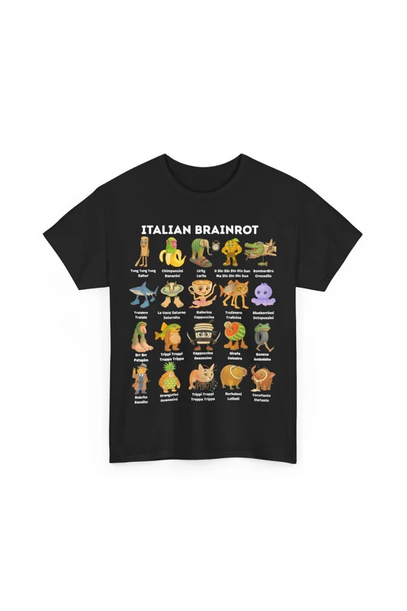 Italian Brainrot Animals Meme Funny Chaotic Humor Viral Style Unisex T-Shirt, up to size 5XL
