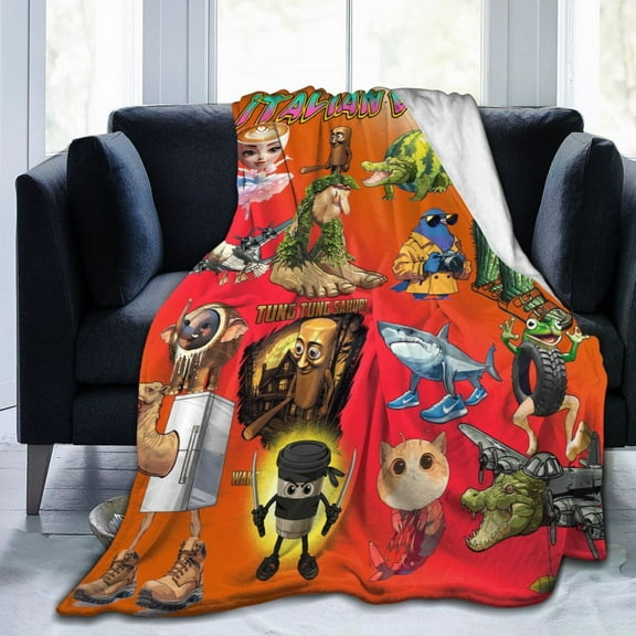 Italian Brainrot Blanket Throw Bedding Room Decor Flannel Blankets For Bed Sofa 40
