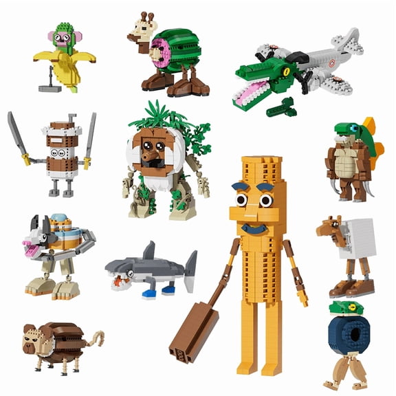 Italian Brainrot Building Bricks Set 12 Pcs Models Creative Animal & Character Blocks Fun Collectible for Adults