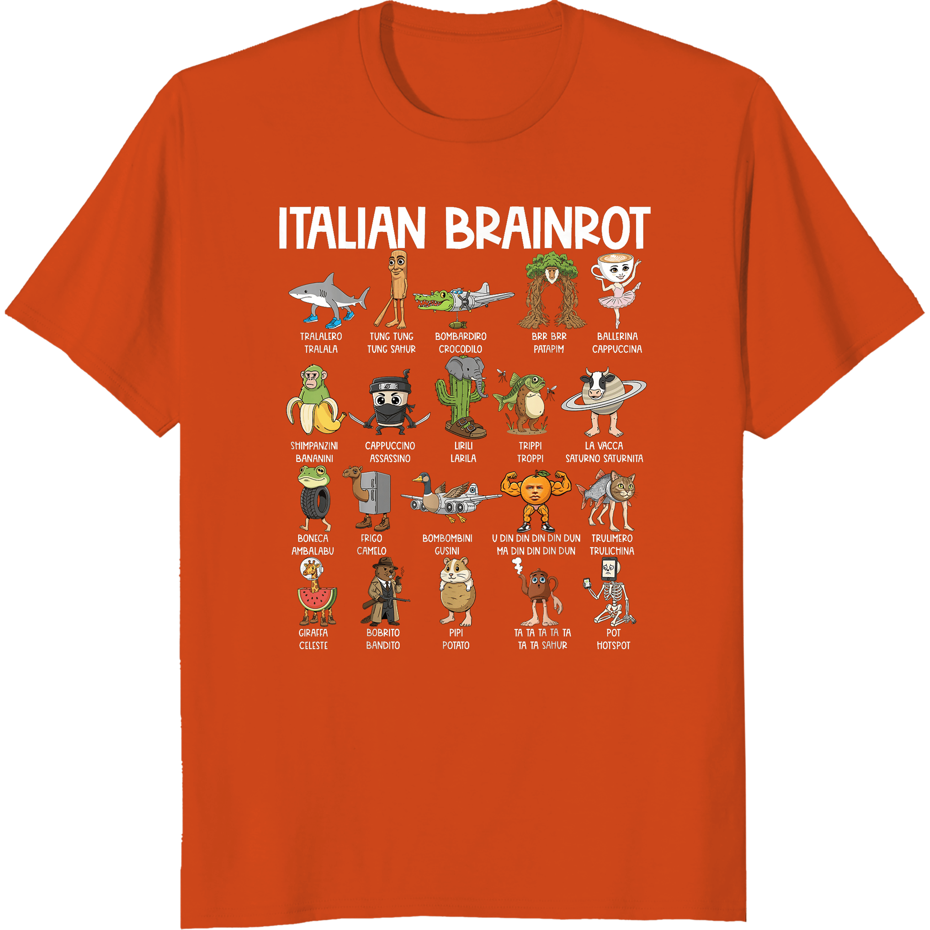 T-shirt Italian Brainrot - Coupe Classique, Léger, Manches à Double Couture - 7
