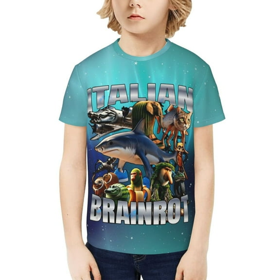 Italian Brainrot Kids T-Shirt 3d Printed Graphic T-Shirts Boys And Girls Short Sleeve Shirts For Youth Kids X-Small