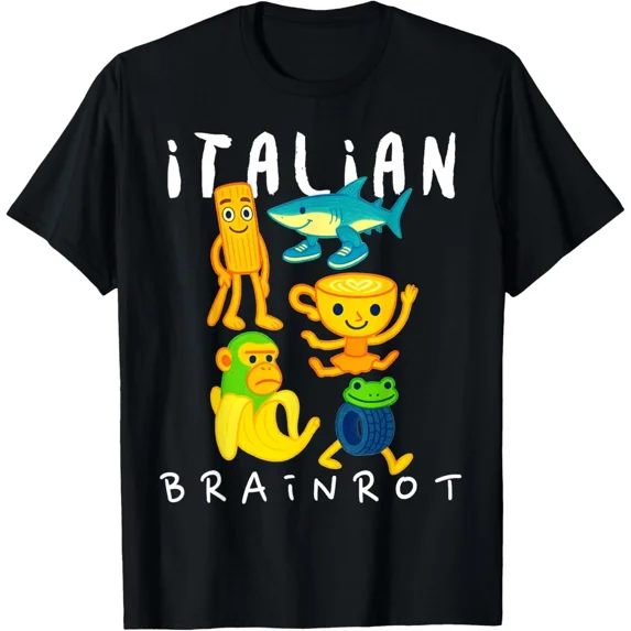 Italian Brainrot Meme Cartoon Crayon Kindergarten New Unisex T-Shirt, up to size 5xl