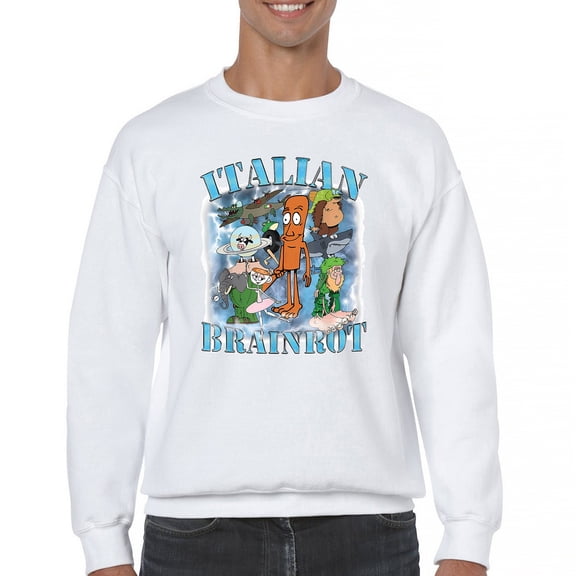 Italian Brainrot Meme Crewneck Sweatshirt Funny Gen Z Alpha Internet Meme Vibe