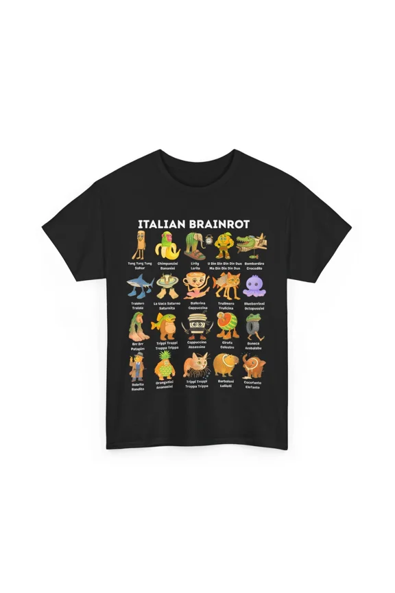 Italian Brainrot Meme Humor Retro Playful Aesthetic Trend Unisex T-Shirt, up to size 5XL