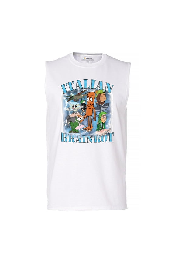 Italian Brainrot Meme Men's Muscle Shirt Funny Gen Z Alpha Internet Meme Vibe