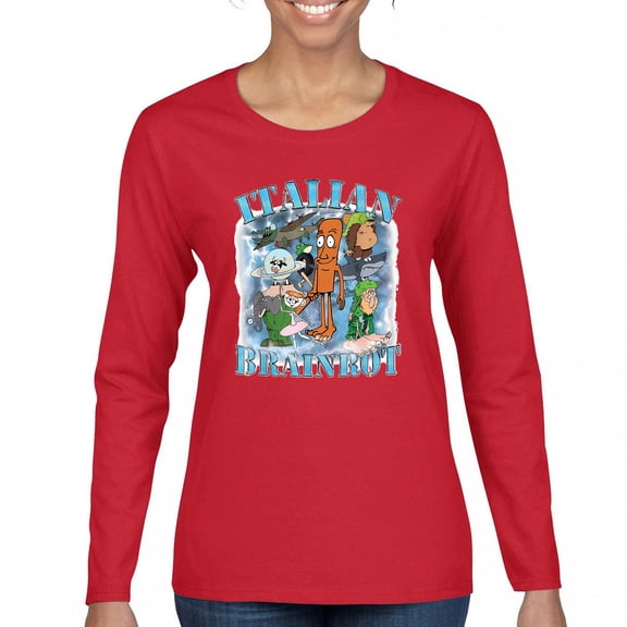 Italian Brainrot Meme Women's Long Sleeve T-shirt Funny Gen Z Alpha Internet Meme Vibe