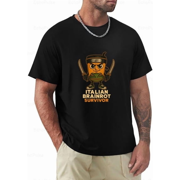 Italian Brainrot Survivor Meme Warrior Edition Funny Viral Unisex T-Shirt