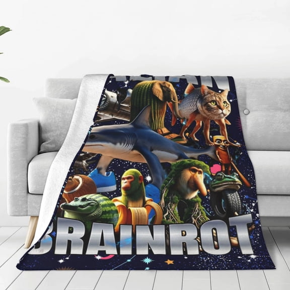 Italian Brainrot Throw Blanket Couch Bed Sofa Soft Lightweight Warm Cozy Flannel Fleece Bed Blanket For Kids Adults Gift Multiple Sizes Available 40"X30"