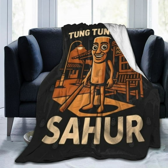 Italian Brainrot Tung Tung Sahur Blanket Throw Bedding Room Decor Flannel Blankets For Bed Sofa 60