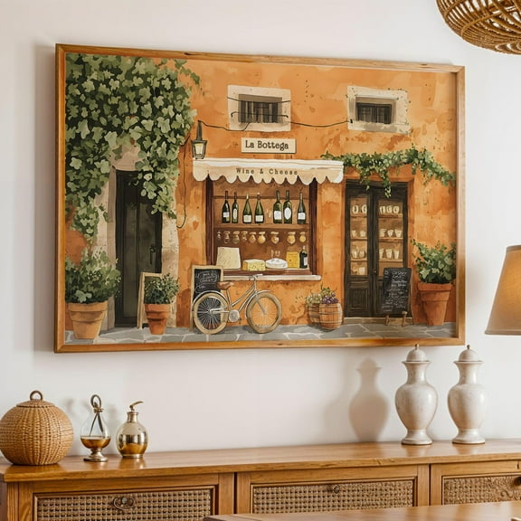 Italian Cafe Landscape Wall Art Vintage Poster Kitchen Decor Horizontal Vintage Tuscan Print Poster Rustic Storefront Illustration Travel Poster, Size 8x12 UNFFRAMED F03.1.6l1593