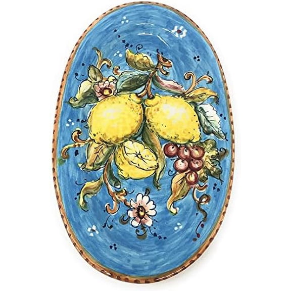 - Italian Ceramic Art Pottery Small Oval Tray Plate to hang Pattern Lemons Amalfi Hand Painted Made in ITALY Tuscany Florence$$Home Decor, Kitchen, & Other