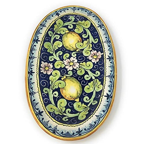 - Italian Ceramic Art Pottery Tray Plate Decorated Lemons Hand Painted Made in ITALY Tuscany