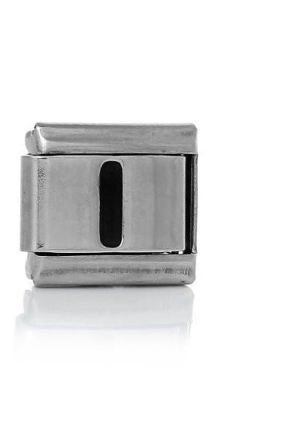 Italian Charm Bracelet Link Square Silver Tone Alphabet Letter (I)