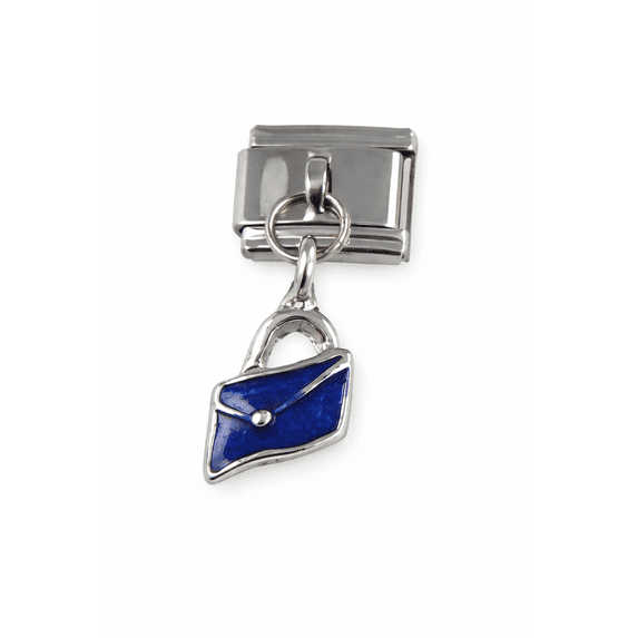 Italian Charm - Dangle Enamel Blue Purse …