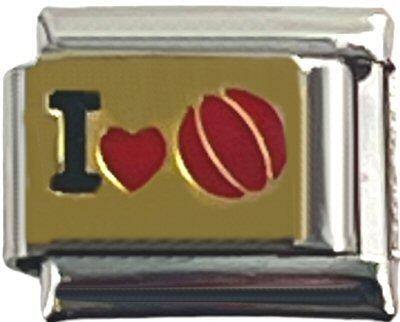 NONBRANDED Italian Charm Link Charm I Love Basketball 9mm