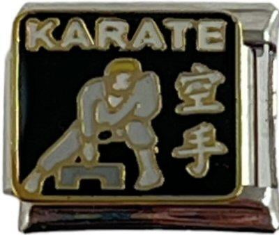 NONBRANDED Italian Charm Link Karate on Black Charm 9mm