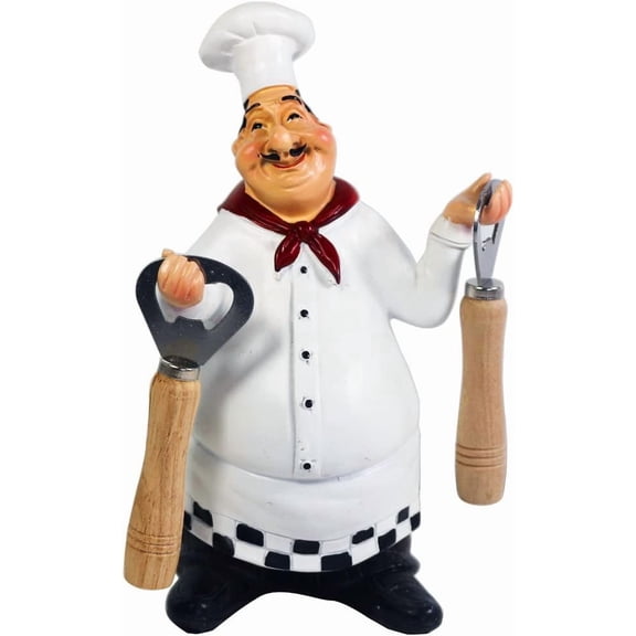 Italian Chef Figurines Kitchen Decor with Bottle Opener Home Kitchen Restaurant Chef Figurine Chef Statue Fat Chef Figurine
