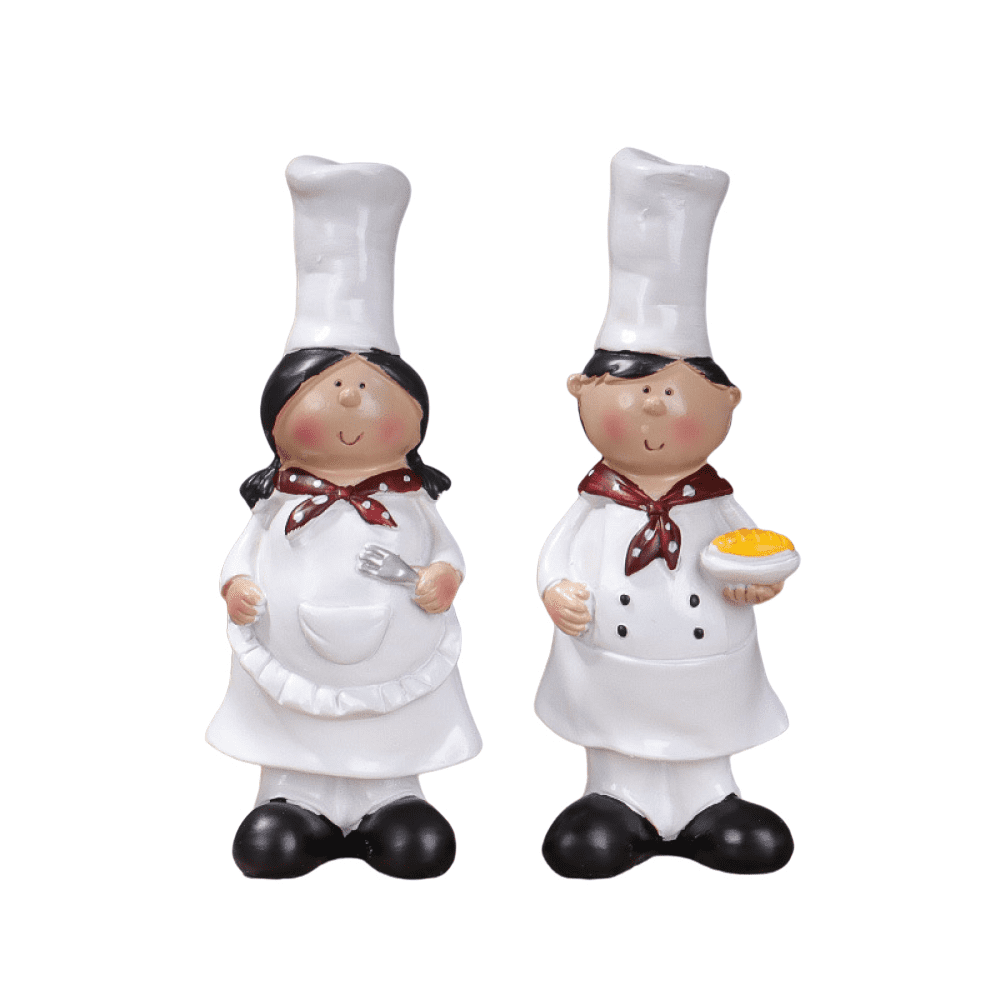 Italian Chef Figurines Kitchen Decor with Sign Board Plaque