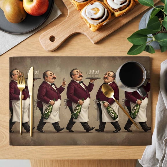 Italian Chefs Placemats Set of 12, Art Wine Bottles Gourmet Kitchen Culinary Theme Non-Slip Place Mats Washable Table Mats for Kitchen Dining Table Decorations Indoor/Outdoor