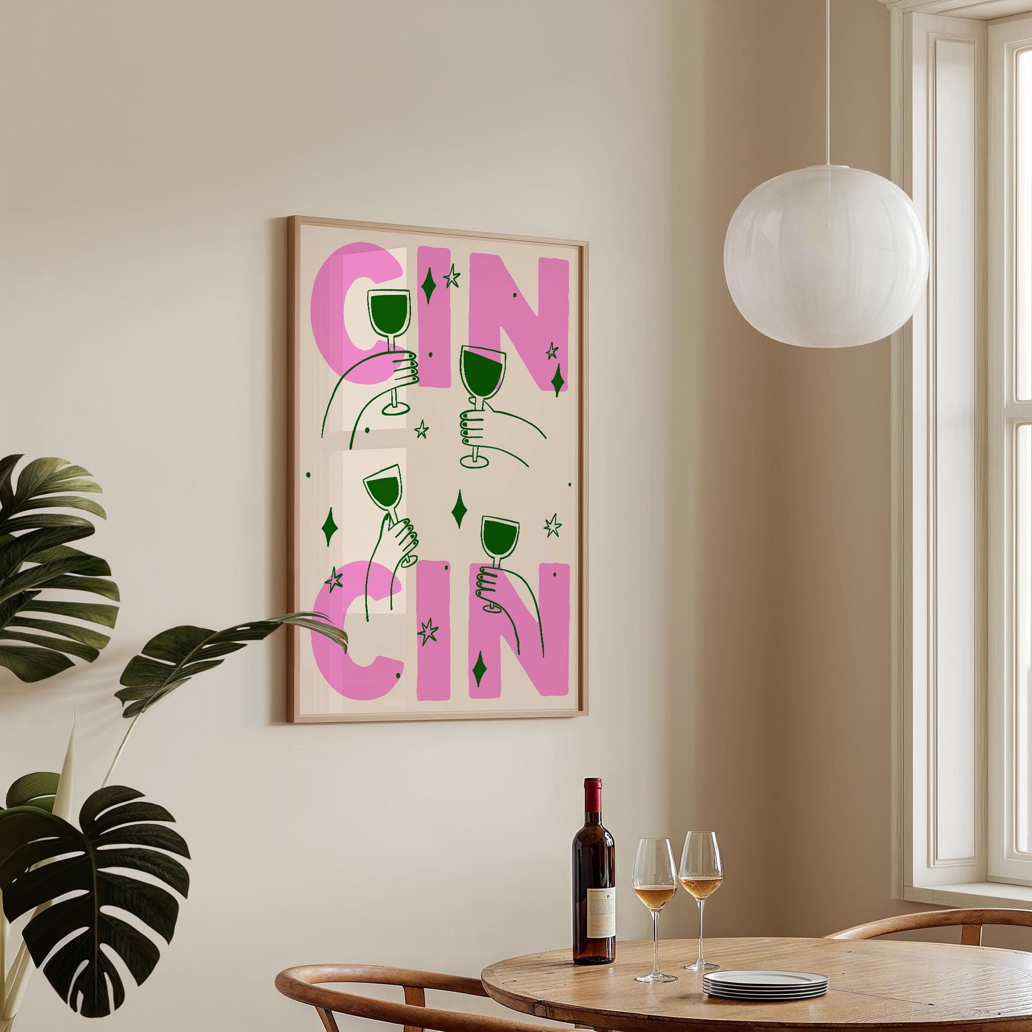 Italian Cin And Cheers Modern Kitchen Art Poster , Poster Print Only ...
