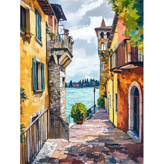Italian Coastal Town Canvas Painting/Wall Art Perfect for Living Room Bedroom Kitchen Office and Hallway Decoration