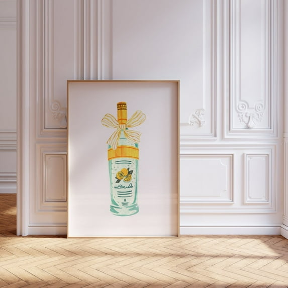 Italian Cocktail Summer Print, Vintage Bar Cart Art Pdf Home Decor #564, Unframed Canvas Size 12x18