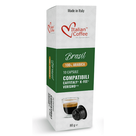 Italian Coffee Brasil Espresso Medium Roast K-fee Capsules, 80 Ct (8 Boxes of 10)