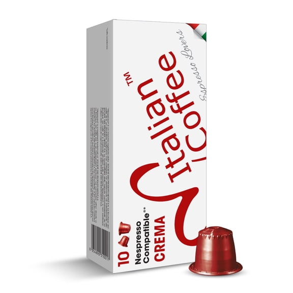 Italian Coffee Crema Espresso Medium Roast Nespresso Original Capsules, 100 Ct (10 Boxes of 10)