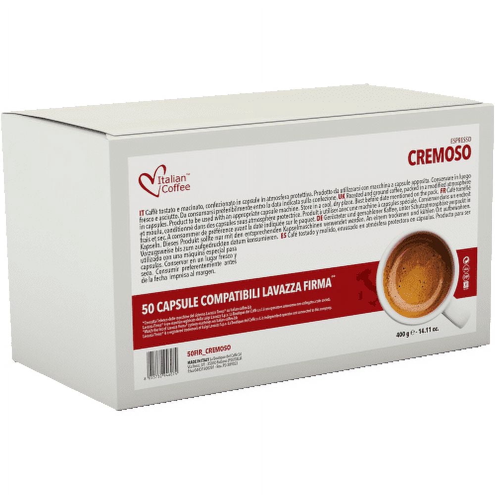 Italian Coffee Cremoso Blend Espresso Roast Coffee Pods, 50 Ct