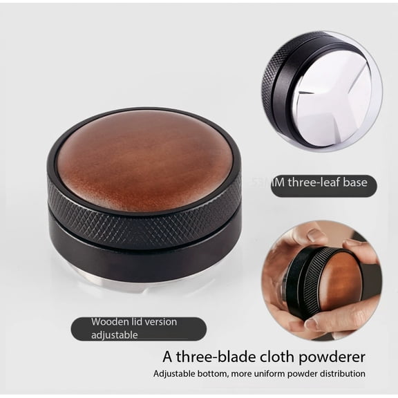 Italian Coffee Powder Press with Wooden Lid - Compatible with 51mm, 53mm, 58mm Espresso Machines