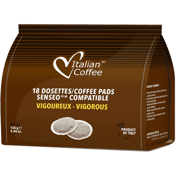 Italian Coffee pads compatible with Senseo pods Italian Coffee machines, Vigoroso, 54 pads total