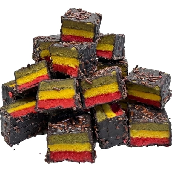 Italian Cookies Gift Box Almond Layer Cake Bites with Raspberry Jam & Chocolate Coating, Soft & Moist Italian Dessert, Ready-to-Serve Party Dessert, 16 oz (20 Pieces, Serves 10)