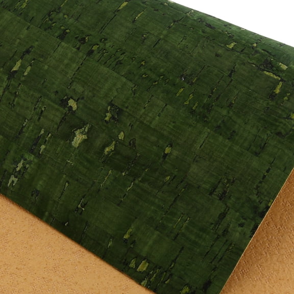 Italian Cork Fabric, Continuous Sheet, Row Pattern, Green Olive