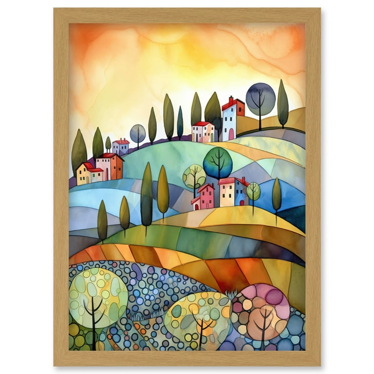 Italian Countryside Midsummer Landscape Folk Art Artwork